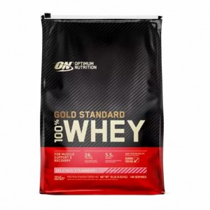 Optimum Nutrition GOLD STANDARD 100% WHEY™ Delicious Strawberry 10 lb (146 Servings) Danmark | UOBJWK875