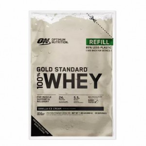 Optimum Nutrition GOLD STANDARD 100% WHEY™ Recyclable Refill Bag Vanilla Ice Cream 2 lb (29 Servings) Danmark | LRSVXK834