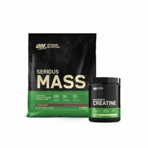 Optimum Nutrition Serious Mass & Creatine Stack Chocolate Danmark | UIRXDW713