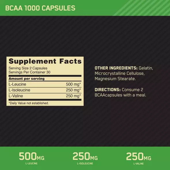 Optimum Nutrition BCAA 1000 60 Capsules (30 Servings) Danmark | QHLKND876