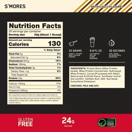 Optimum Nutrition GOLD STANDARD 100% WHEY™ *new* S'mores 2 lb (28 Servings) Danmark | ZSNQWE351