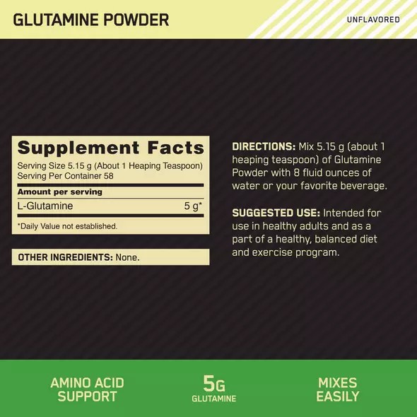 Optimum Nutrition Glutamine Powder 0.66 lb (58 Servings) Danmark | TEHLXS809