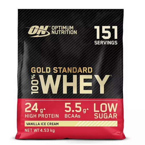 Optimum Nutrition Gold Standard 100% Whey Protein Powder Vanilla Ice Cream 4.53 kg (151 Servings) Danmark | RLKOVT324