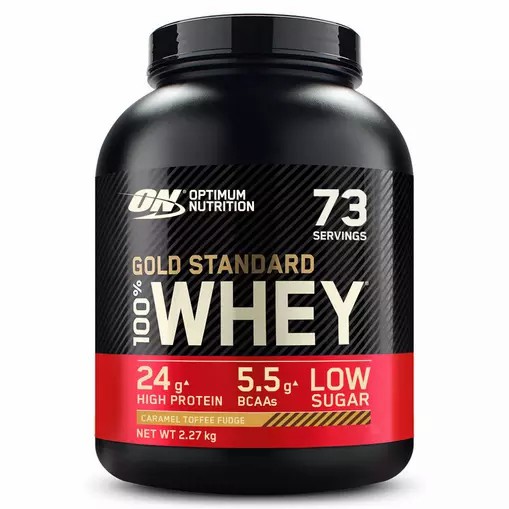 Optimum Nutrition Gold Standard 100% Whey Protein Powder Caramel Toffee Fudge 2.27 kg (73 Servings) Danmark | FRLYZN693