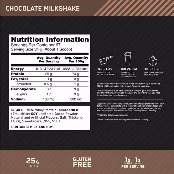 Optimum Nutrition Performance Isolate Chocolate 2.27kg Danmark | VERCFB235