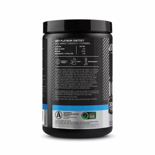 Optimum Nutrition Platinum Igniter Blue Raspberry Freeze 0.84 lb (20 Servings) Danmark | RDHPGA129