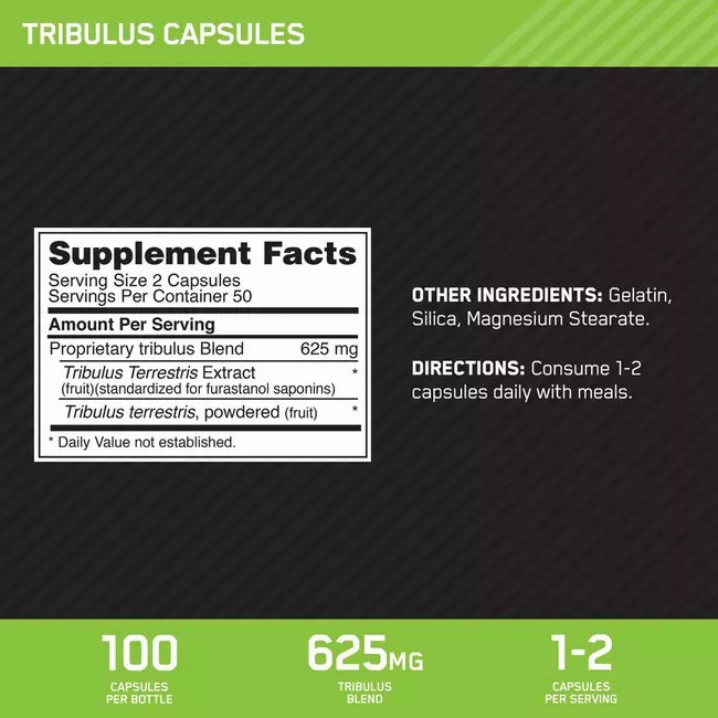 Optimum Nutrition Tribulus Caps 100 Capsules (50 Servings) Danmark | FSYOGK851